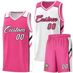 Pink White Double Side Sets Men Basketball Jersey