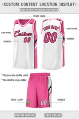 Pink White Double Side Sets Men Basketball Jersey 2