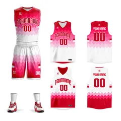 Pink White Double Side Sets Sports Basketball Jersey