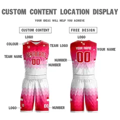 Pink White Double Side Sets Sports Basketball Jersey 4
