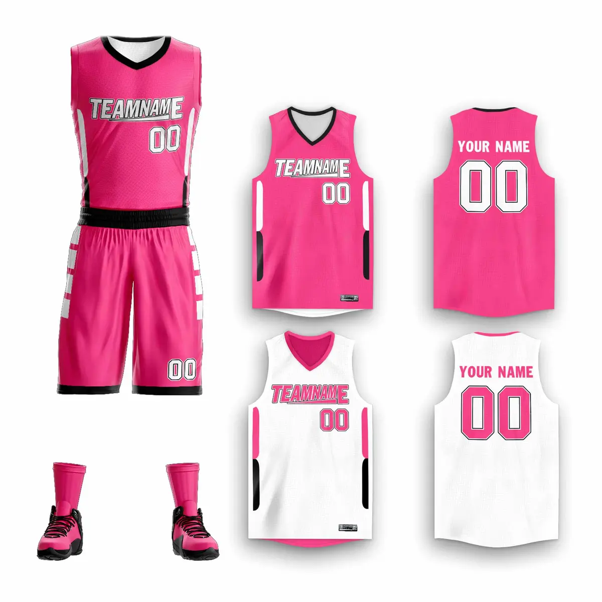 Pink White Double Side Sportswear Basketball Jersey