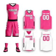 Pink White Double Side Sportswear Basketball Jersey