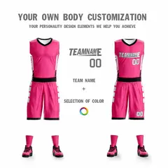 Pink White Double Side Sportswear Basketball Jersey 4