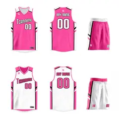 Pink White Double Side Sportswear Basketball Jersey 3