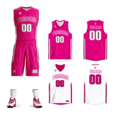 Pink White Double Side Tracksuit Basketball Jersey