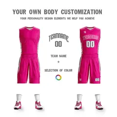 Pink White Double Side Tracksuit Basketball Jersey 4