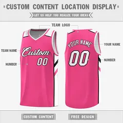 Pink White Double Side Training Basketball Jersey 2