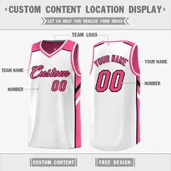 Pink White Double Side Training Basketball Jersey 3