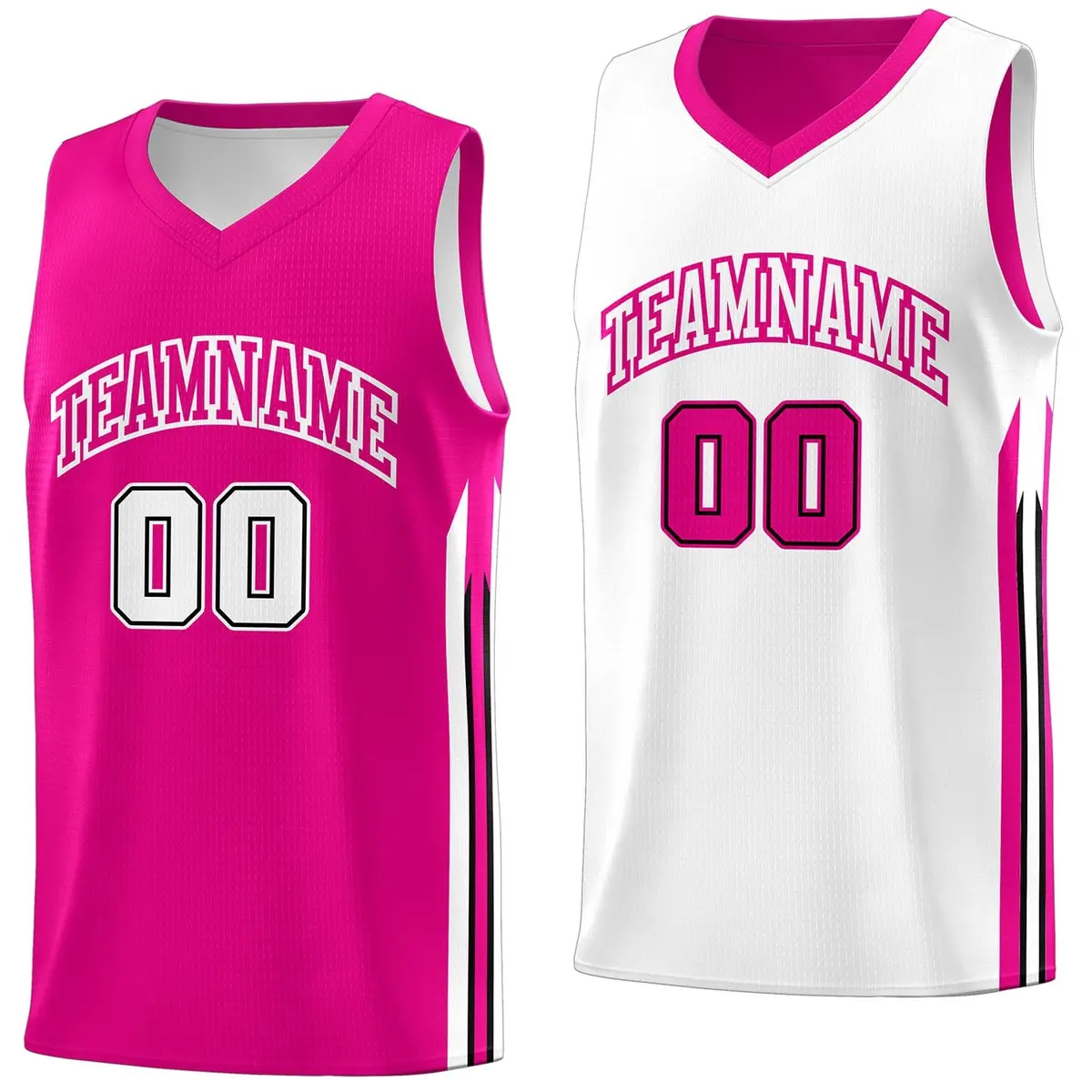 Pink White Double Side Training Fashion Basketball Jersey