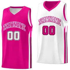 Pink White Double Side Training Fashion Basketball Jersey