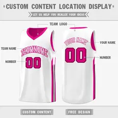 Pink White Double Side Training Fashion Basketball Jersey 3