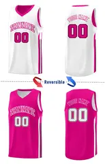 Pink White Double Side Training Fashion Basketball Jersey 4