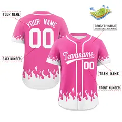 Pink White Flame Graffiti Authentic Baseball Jersey 2
