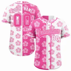 Pink White Flower Graffiti Split Baseball Jersey