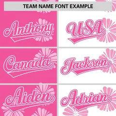 Pink White Flower Graffiti Split Baseball Jersey 3