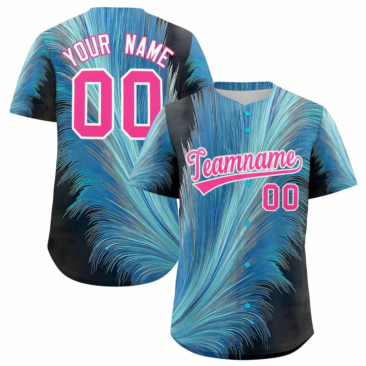 Pink White Fluid Feather Graffiti Baseball Jersey