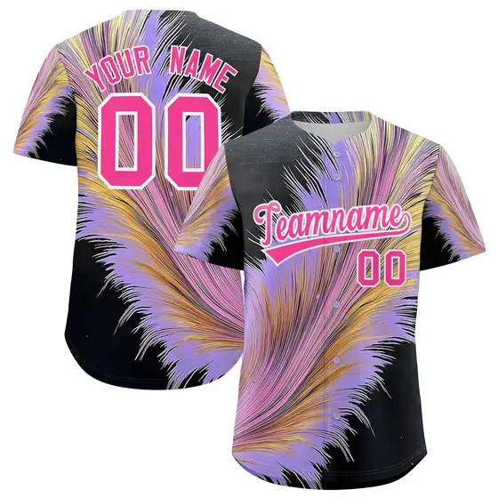 Pink White Fluid Feather Graffiti Baseball Jersey