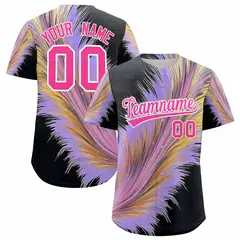Pink White Fluid Feather Graffiti Baseball Jersey