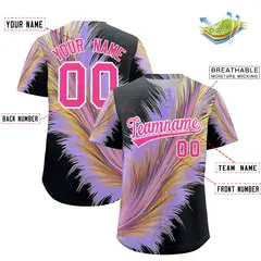 Pink White Fluid Feather Graffiti Baseball Jersey 2