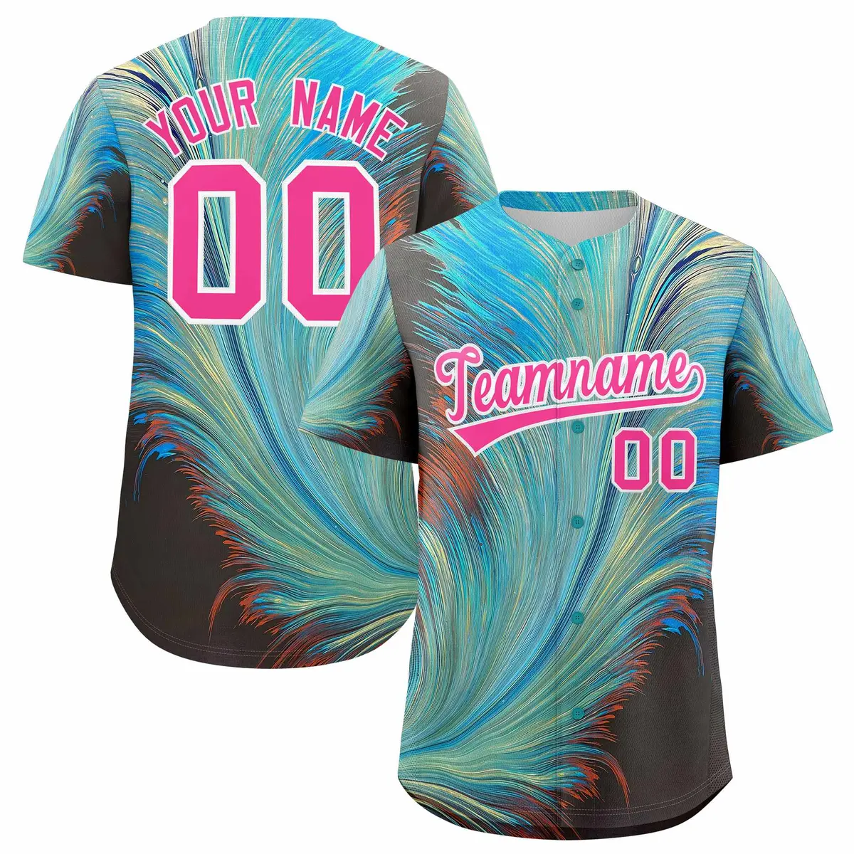 Pink White Fluid Feather Graffiti Baseball Jersey