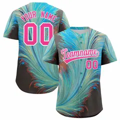 Pink White Fluid Feather Graffiti Baseball Jersey
