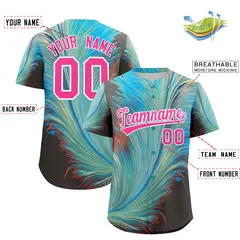 Pink White Fluid Feather Graffiti Baseball Jersey 2