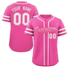 Pink White Full-Button Classic Baseball Jersey