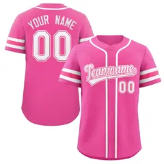 Pink White Full-Button Classic Baseball Jersey