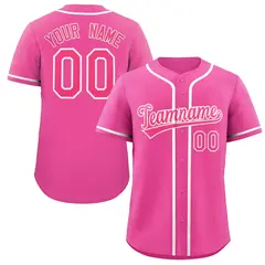 Pink White Full-Button Classic Baseball Jersey