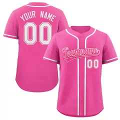 Pink White Full-Button Classic Baseball Jersey