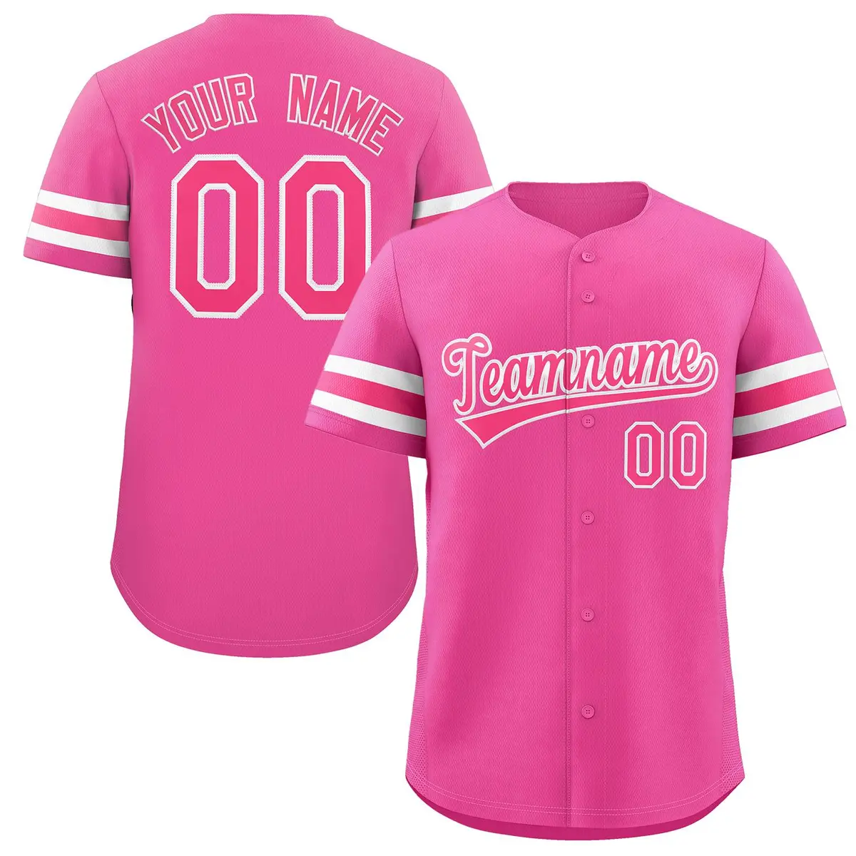 Pink White Full-Button Classic Baseball Jersey