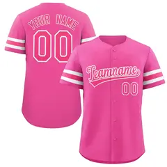 Pink White Full-Button Classic Baseball Jersey