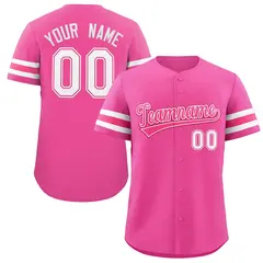 Pink White Full-Button Classic Baseball Jersey