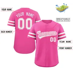 Pink White Full-Button Classic Baseball Jersey 2