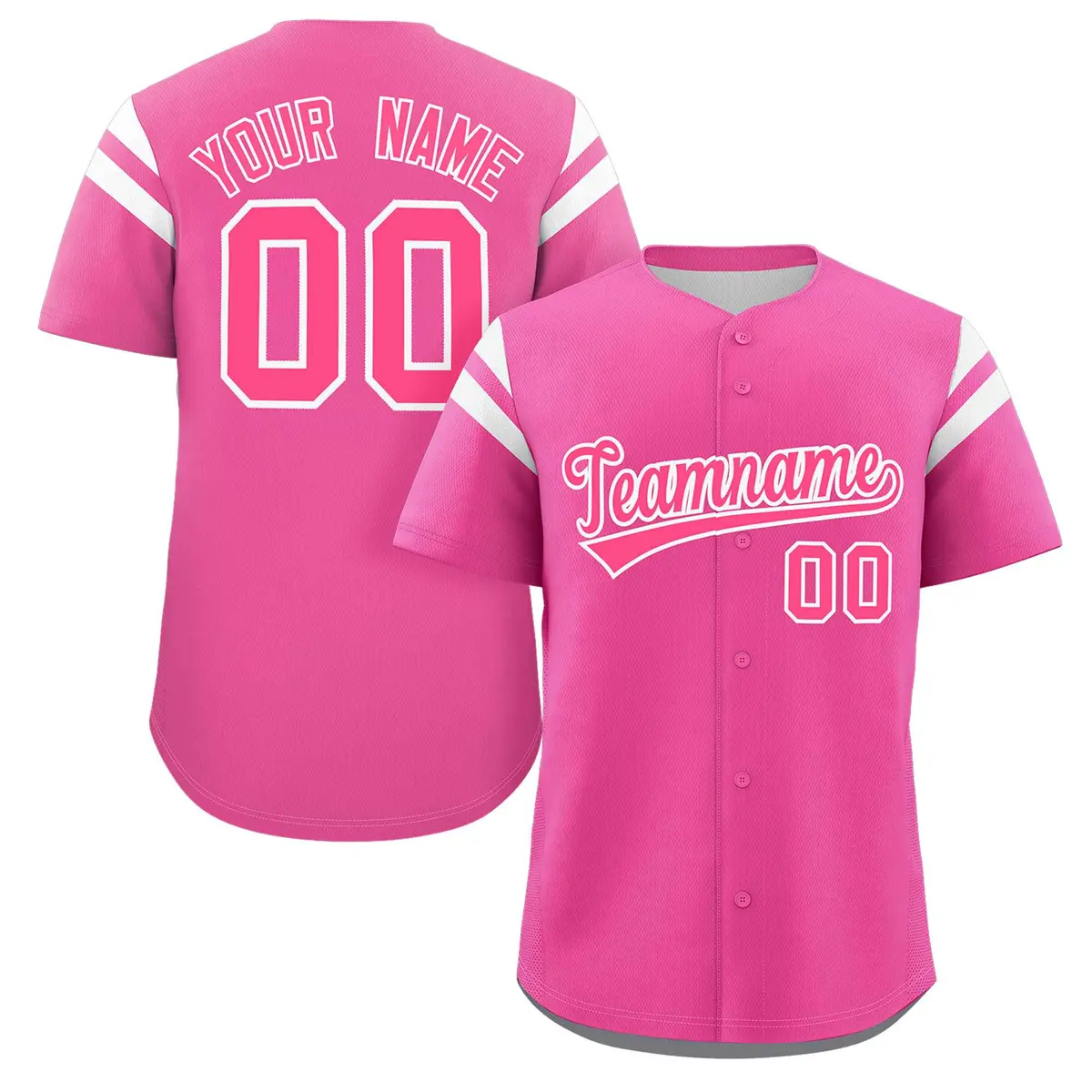 Pink White Full Button Classic Baseball Jersey