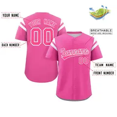 Pink White Full Button Classic Baseball Jersey 2