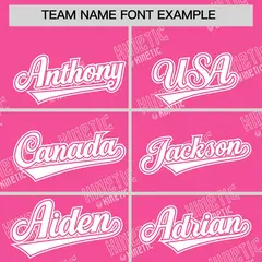 Pink White Full Button Graffiti Text Pattern Baseball Jersey 3