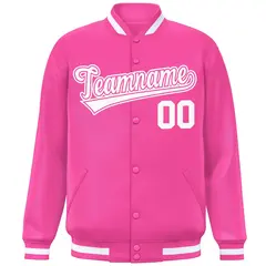 Pink White Full-Snap Varsity Letterman Baseball Jacket 3