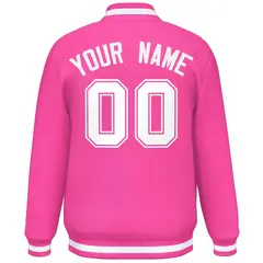 Pink White Full-Snap Varsity Letterman Baseball Jacket 4