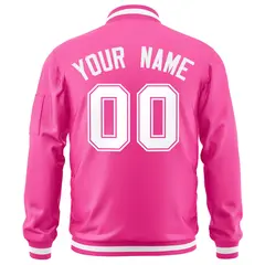 Pink White Full-Zip Varsity Letterman Bomber Jacket 4