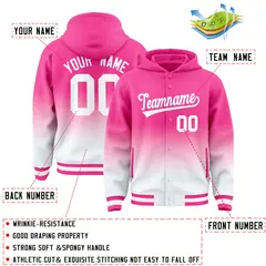 Pink White Gradient Letterman Varsity Jacket Hoodie 4