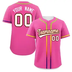Pink White Gradient Ribbed Authentic Baseball Jersey 1