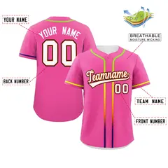 Pink White Gradient Ribbed Authentic Baseball Jersey 2