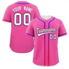 Pink White Gradient Ribbed Authentic Baseball Jersey 1