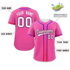 Pink White Gradient Ribbed Authentic Baseball Jersey 2