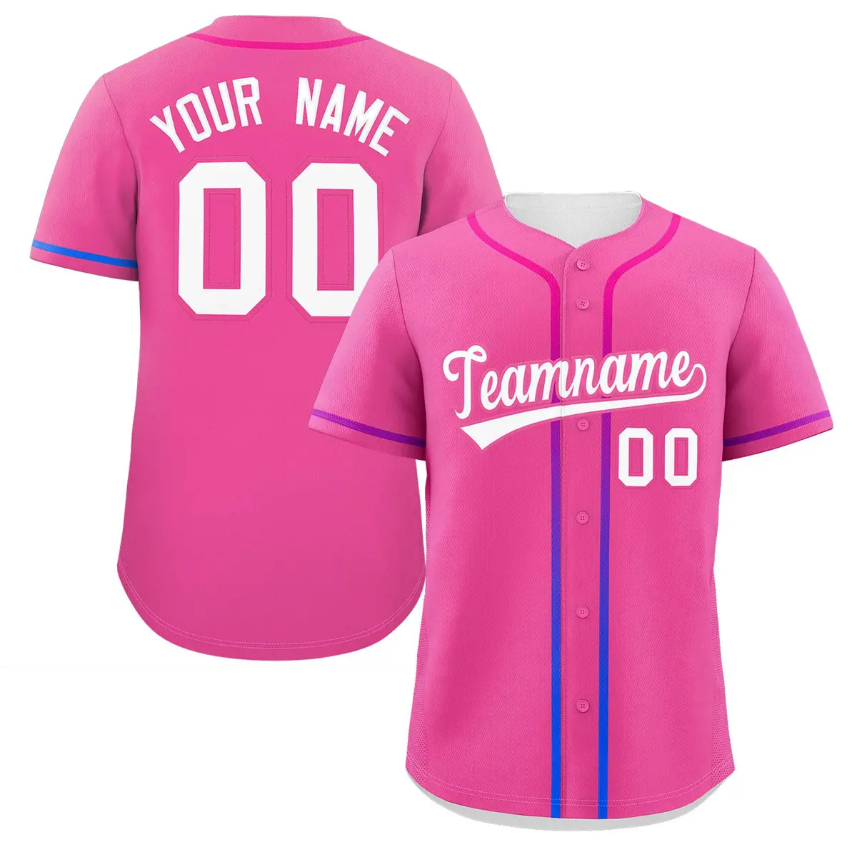 Pink White Gradient Ribbed Authentic Baseball Jersey