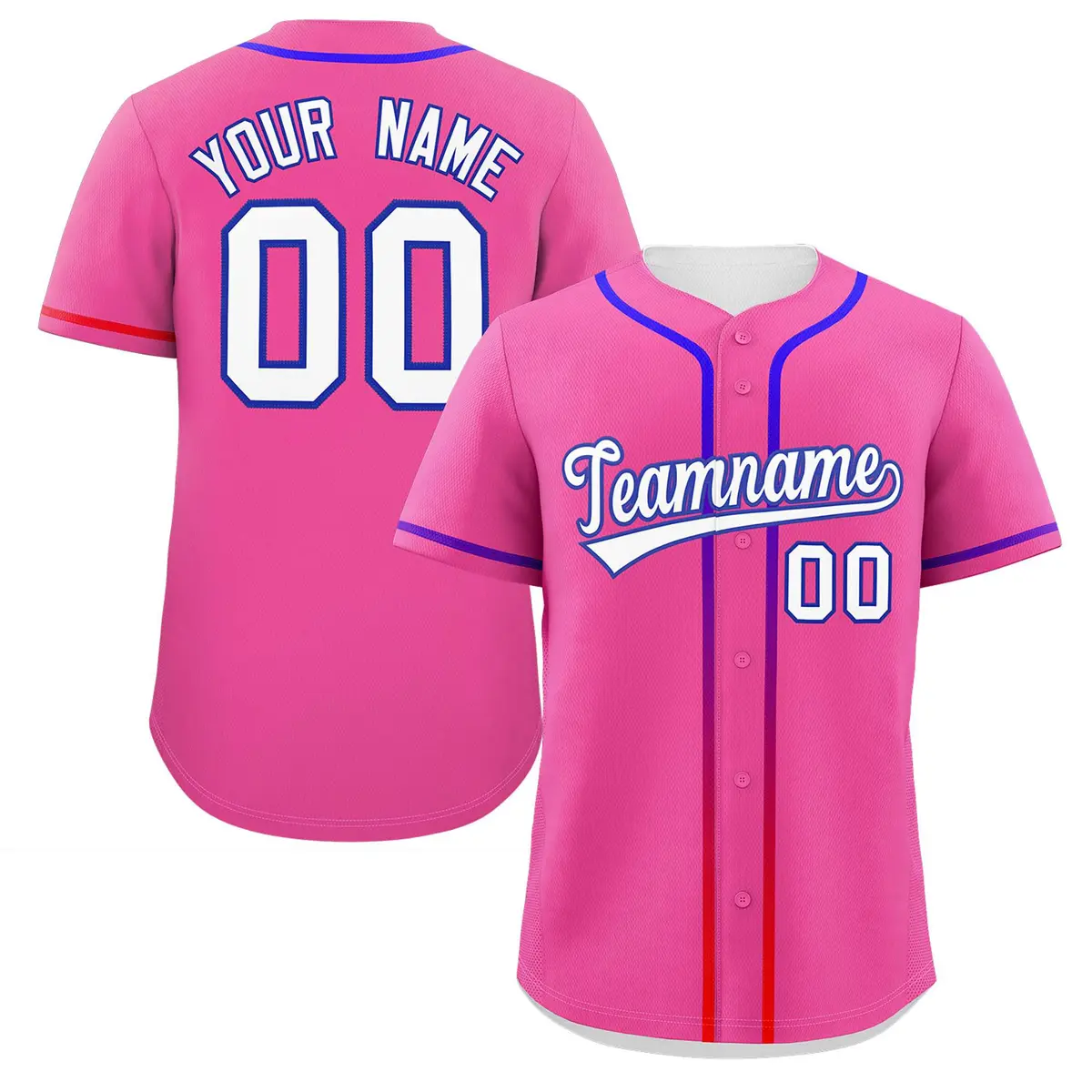 Pink White Gradient Ribbed Authentic Baseball Jersey