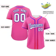 Pink White Gradient Ribbed Authentic Baseball Jersey 2