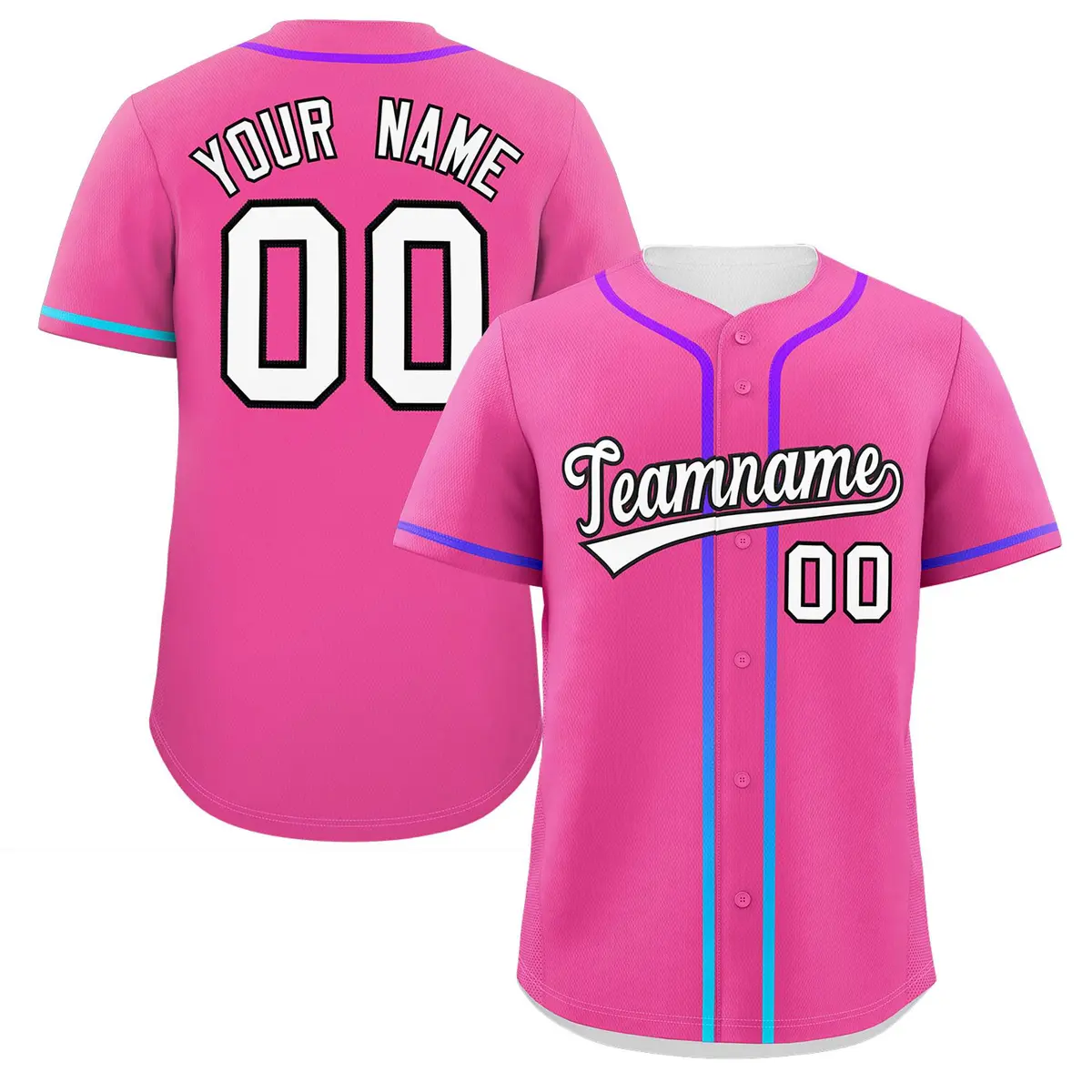 Pink White Gradient Ribbed Authentic Baseball Jersey