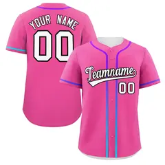 Pink White Gradient Ribbed Authentic Baseball Jersey 1